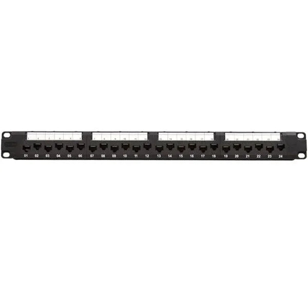CAT6A 24-Port Patch Panel, 1U Rack Mount, Wire Management Support Bar